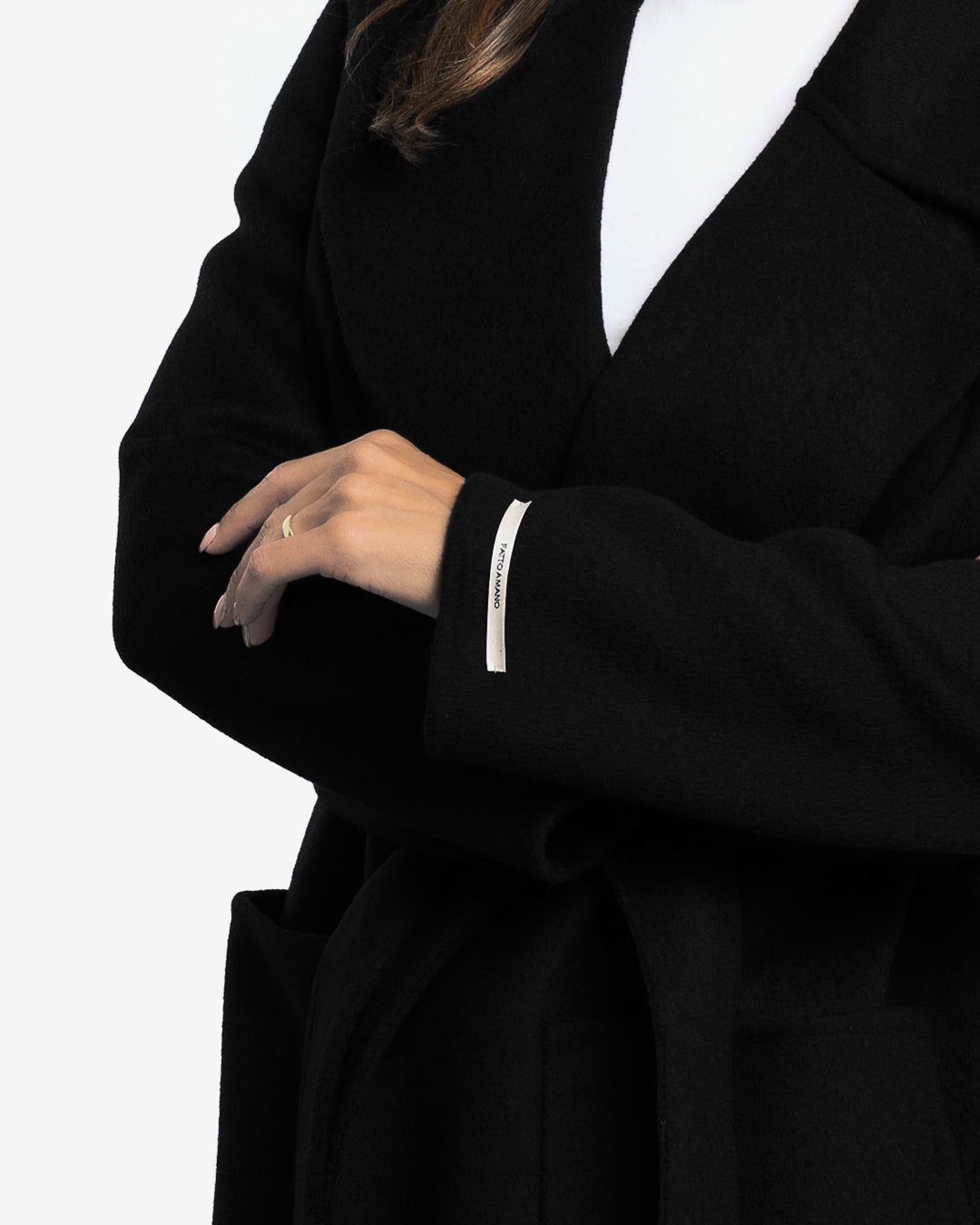 Cappotto midi in lana e cashmere nero