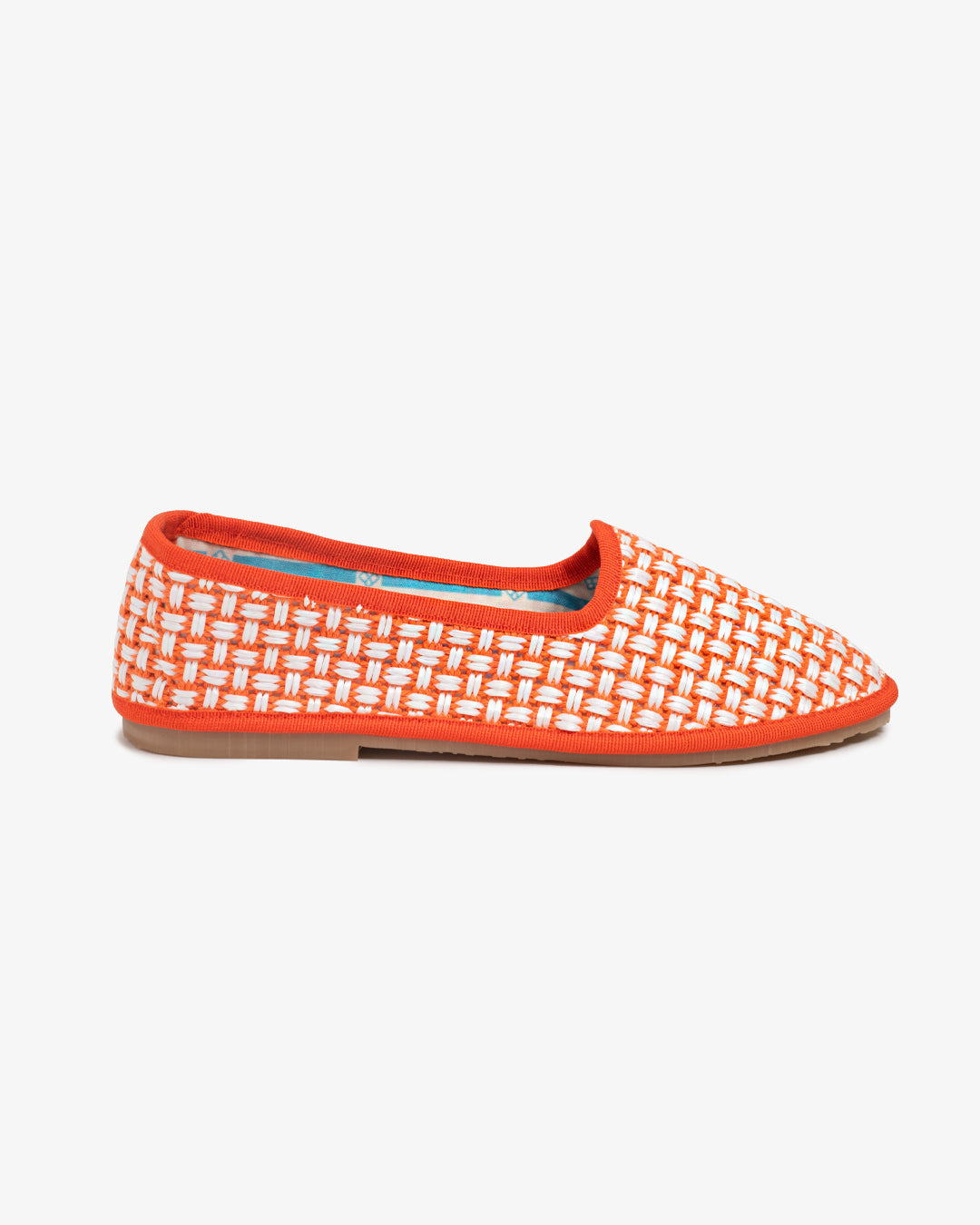 Friulane Donna Arancione in Rafia Intrecciata Bicolore