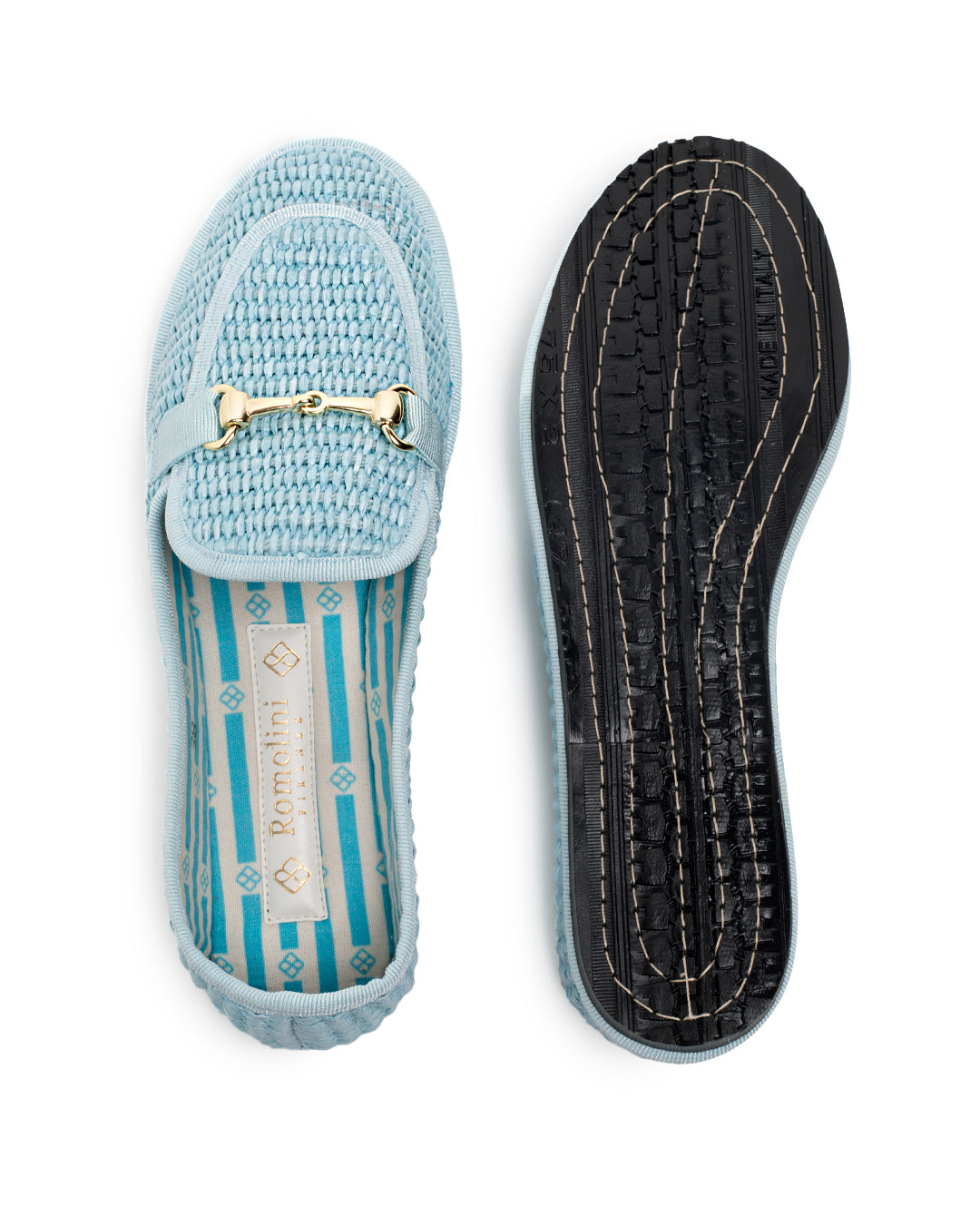 Friulane Donna Mocassino Celeste in Rafia