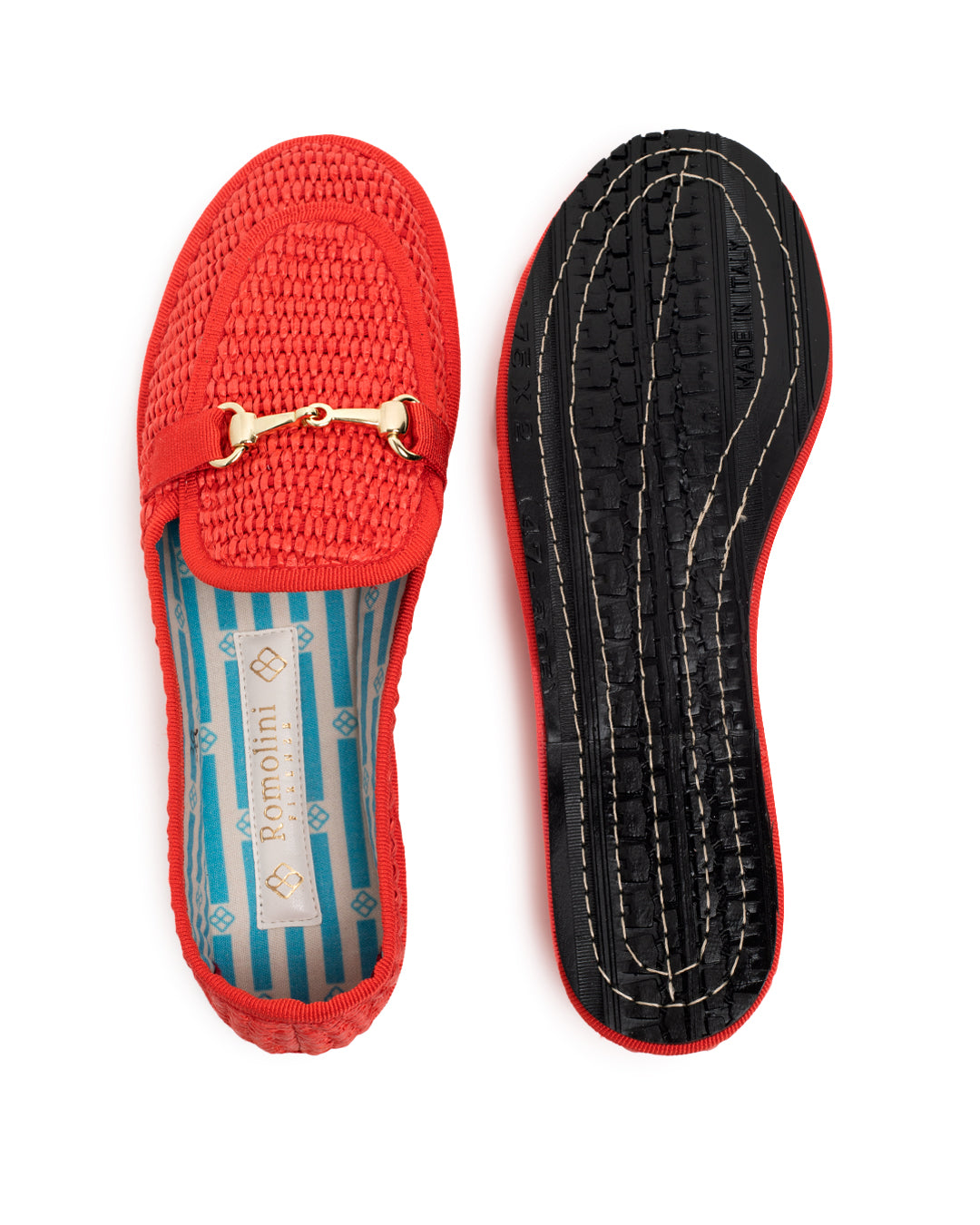 Friulane Donna Mocassino Corallo in Rafia