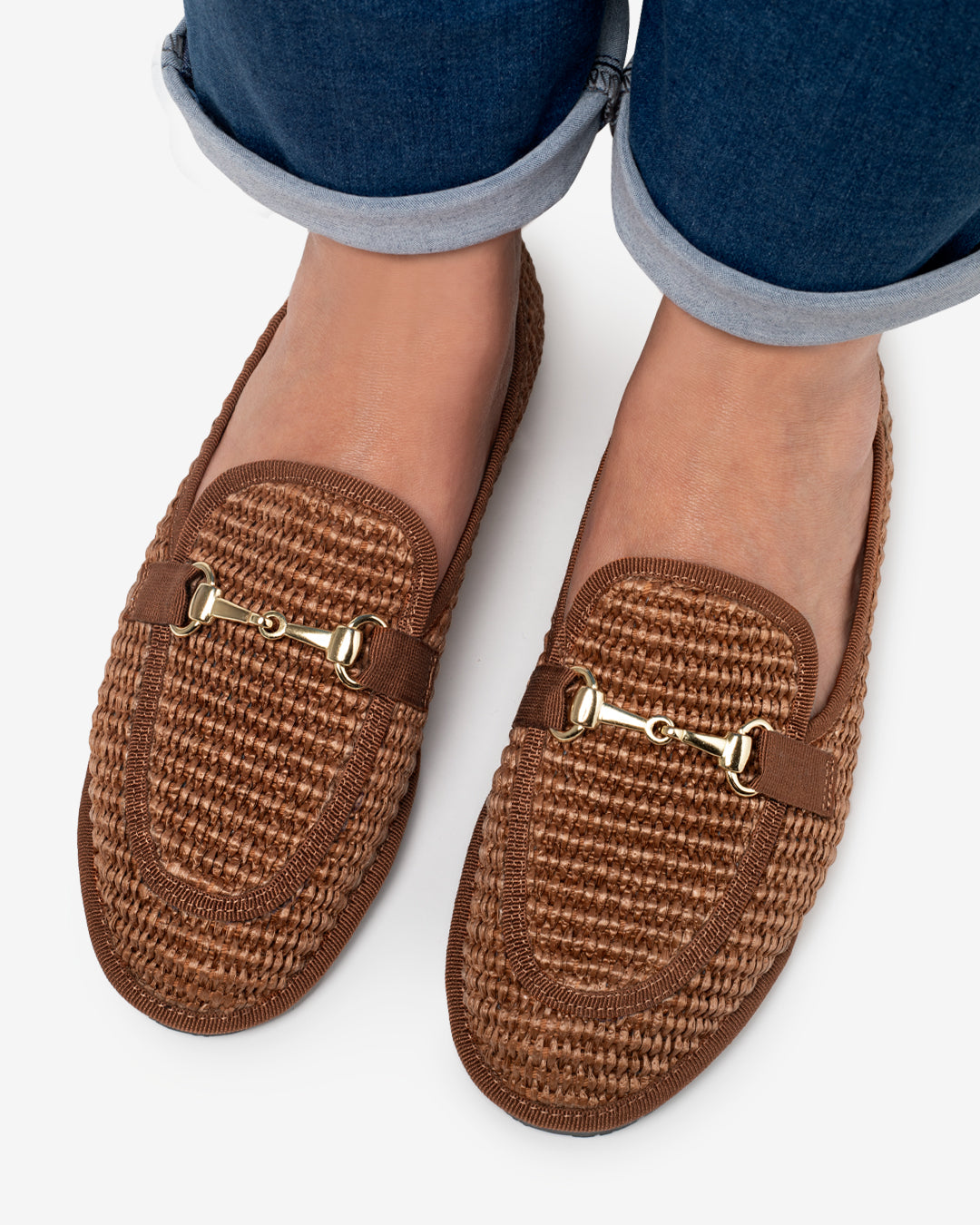 Friulane Donna Mocassino Cuoio in Rafia