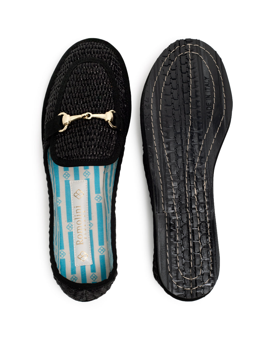 Friulane Donna Mocassino Nero in Rafia
