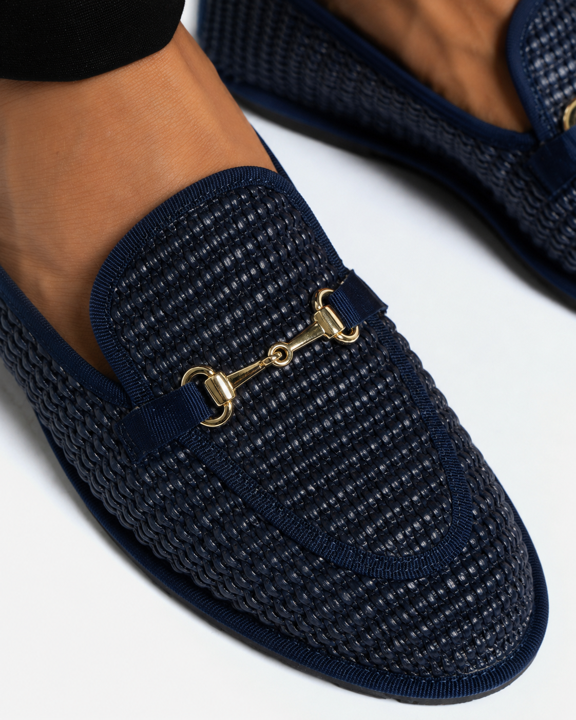 Friulane Uomo Mocassino Blu in Rafia