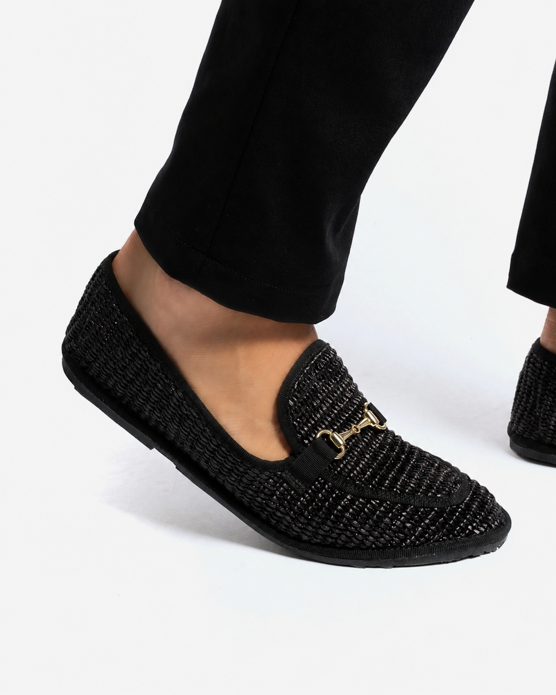 Friulane Uomo Mocassino Nero in Rafia