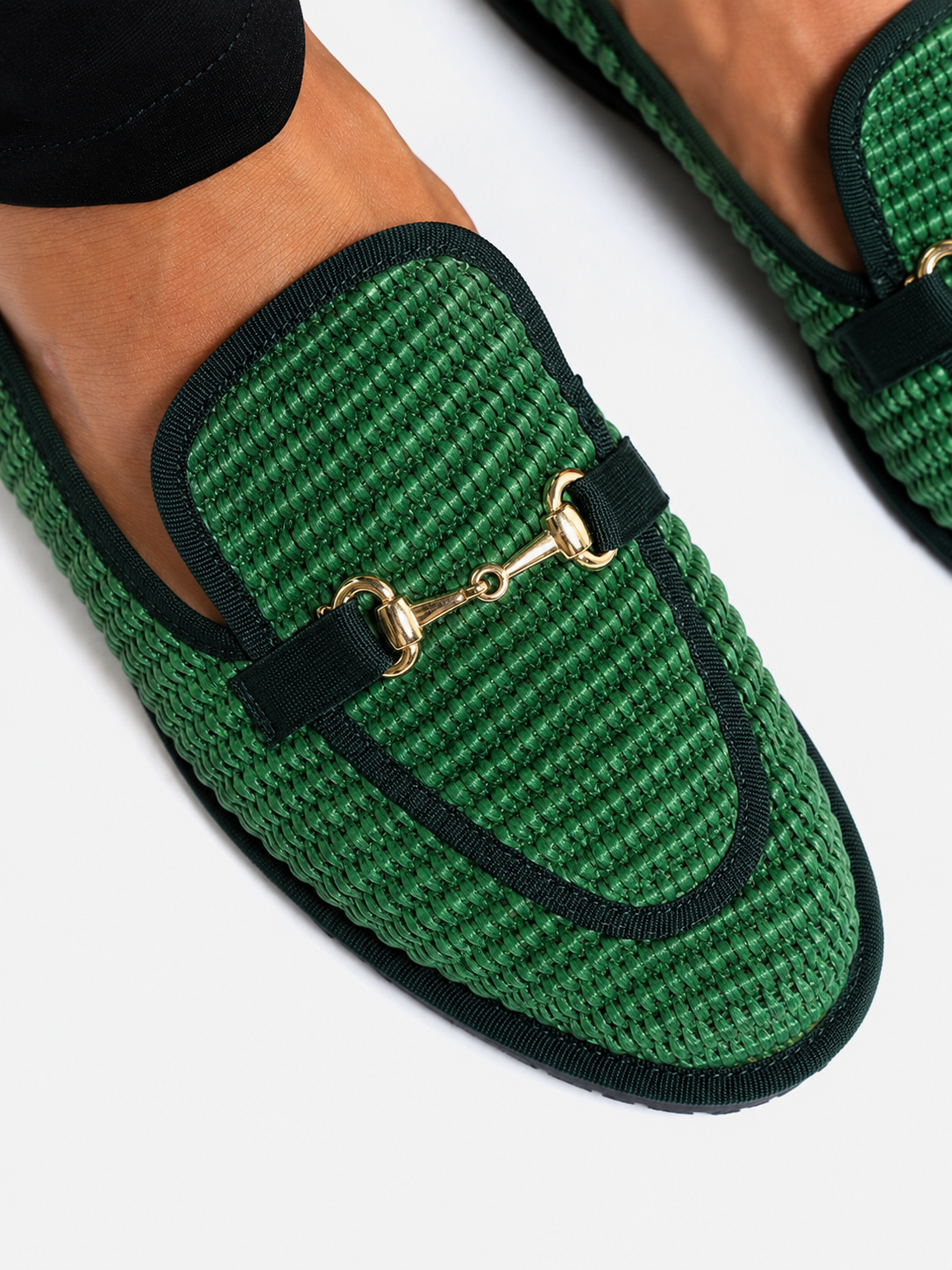 Friulane Uomo Mocassino Verde in Rafia