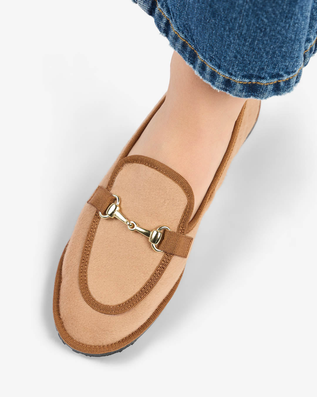 FRIULANE DONNA MOCASSINO CAMMELLO IN LANA E CASHMERE
