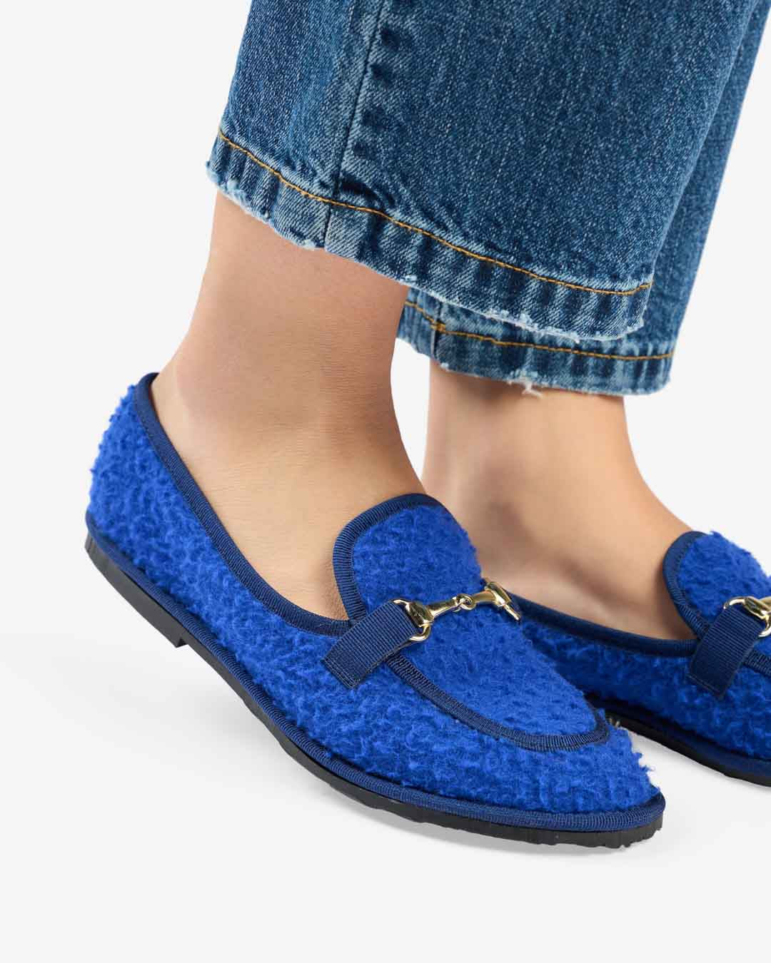 FRIULANE DONNA MODELLO MOCASSINO IN PANNO CASENTINO BLU ROYAL
