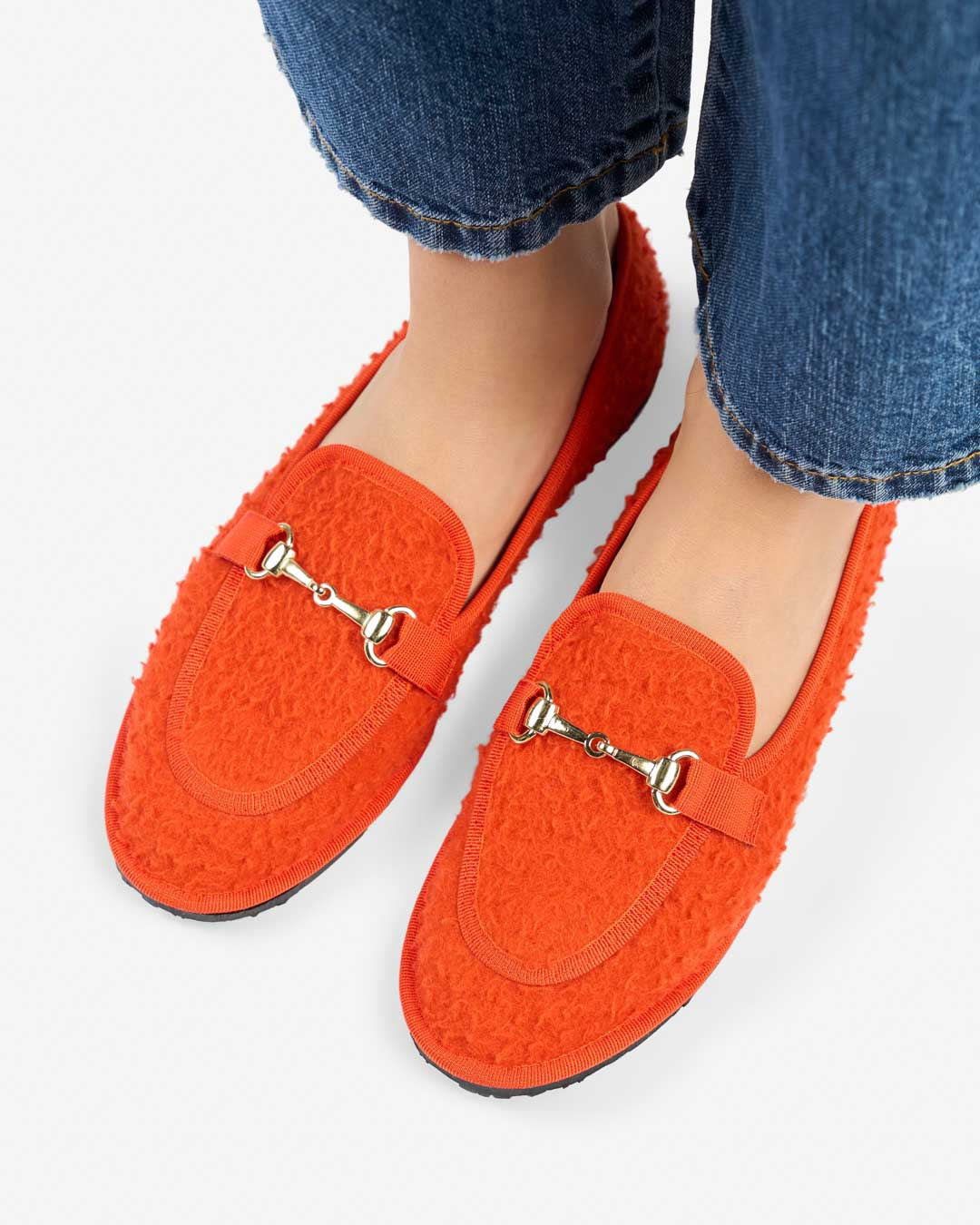 FRIULANE DONNA MODELLO MOCASSINO IN PANNO CASENTINO ARANCIONE