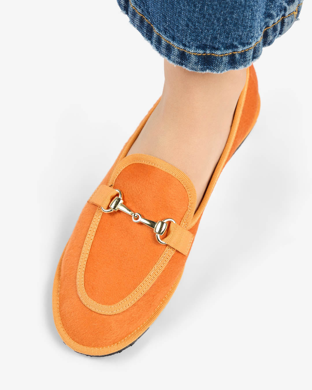 FRIULANE DONNA MOCASSINO ARANCIO IN LANA E CASHMERE