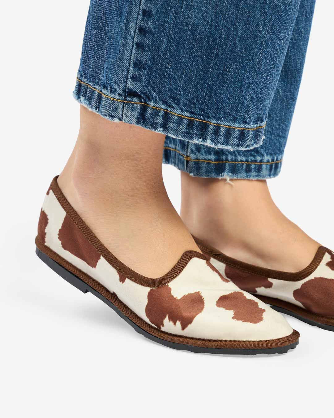 FRIULANE DONNA STAMPA MUCCA MARRONE