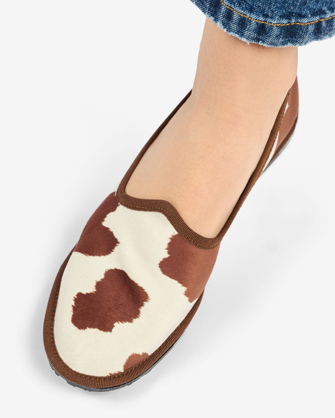 WOMEN'S FRIULANE BROWN COW PRINT VELVET