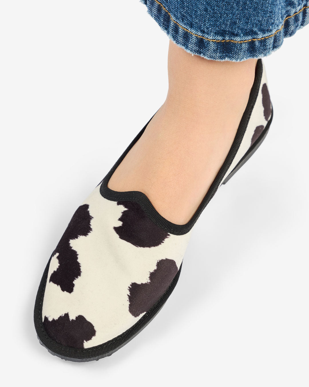 WOMEN'S FRIULANE BLACK COW PRINT VELVET