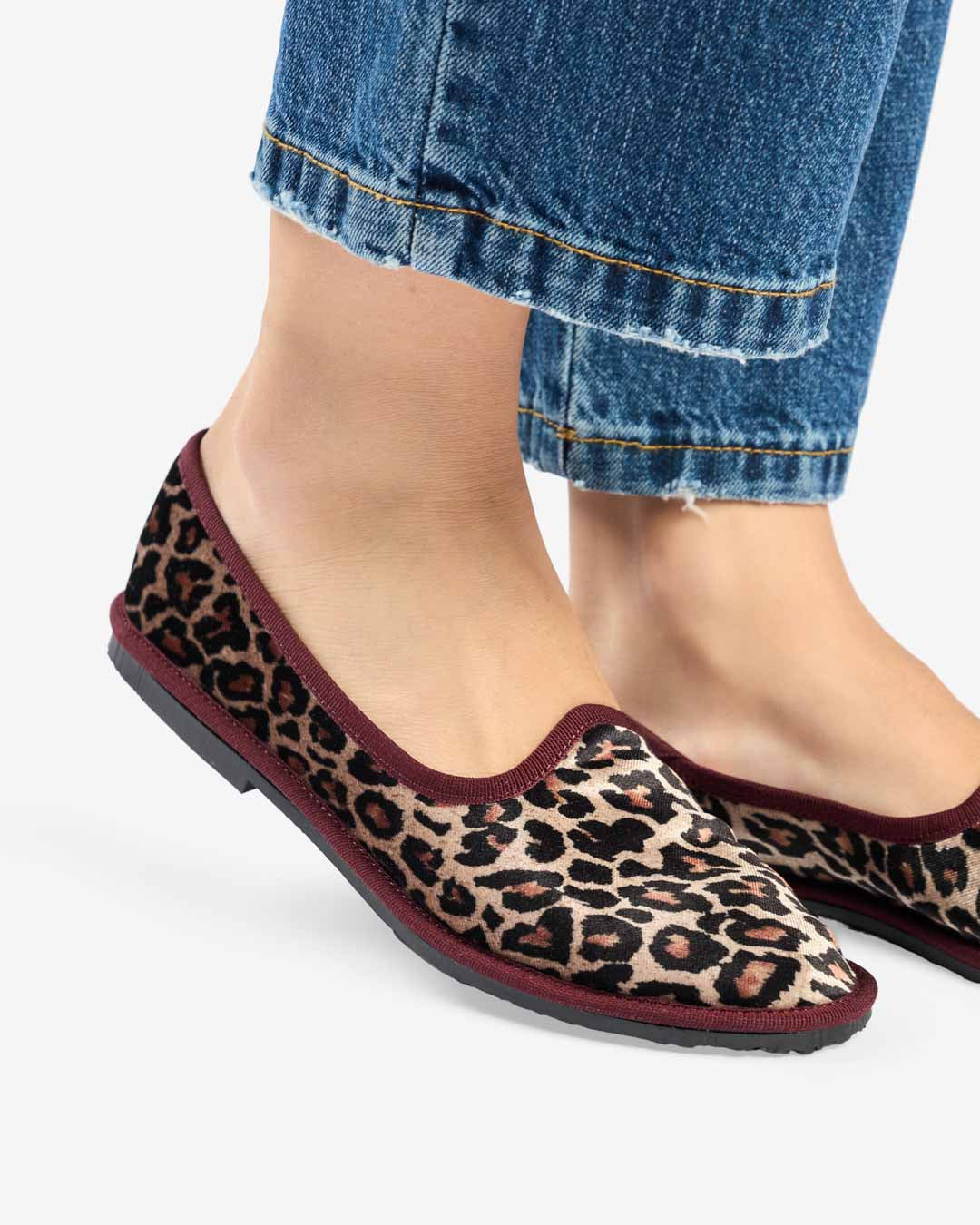 FRIULANE DONNA LEOPARDATA BORDO BORDEAUX