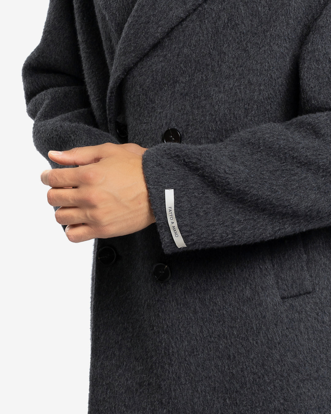 Cappotto midi regular doppiopetto in lana e cashmere grigio