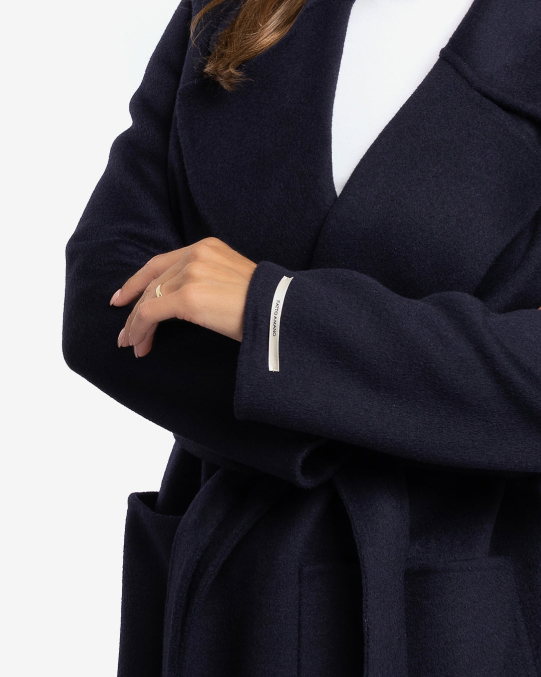 Cappotto midi in lana e cashmere blu