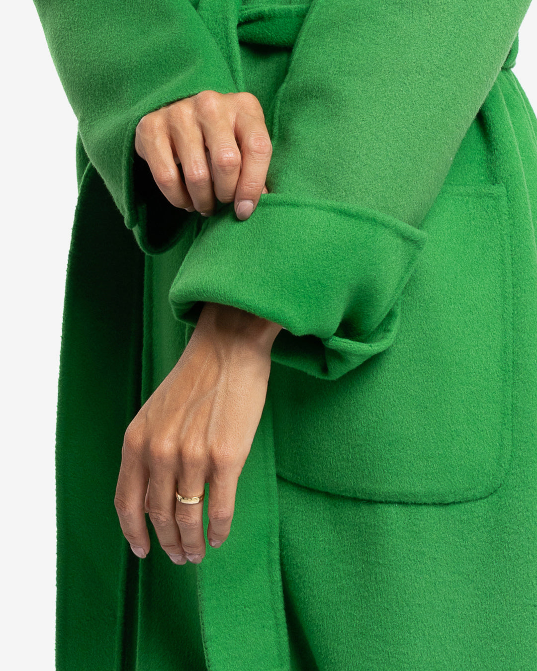 Cappotto slim lungo in lana e cashmere verde