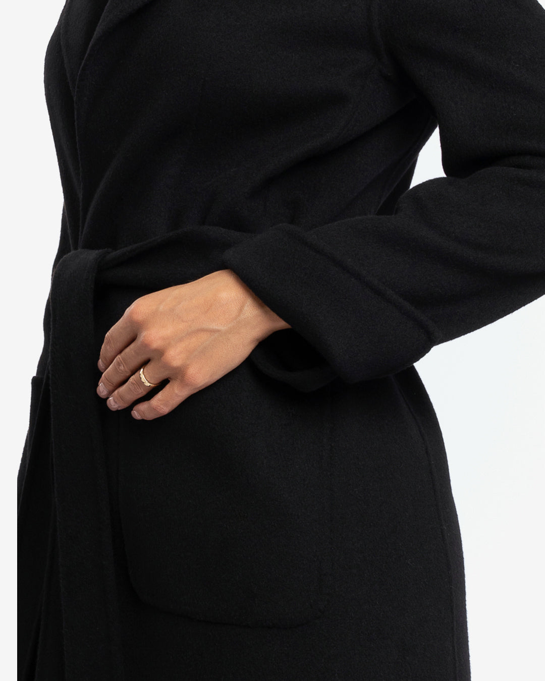 Cappotto slim lungo in lana e cashmere nero