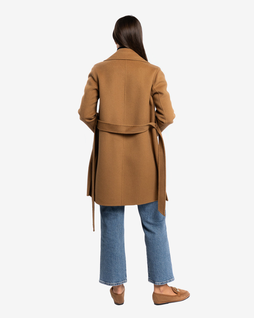 Cappotto midi in lana e cashmere cammello