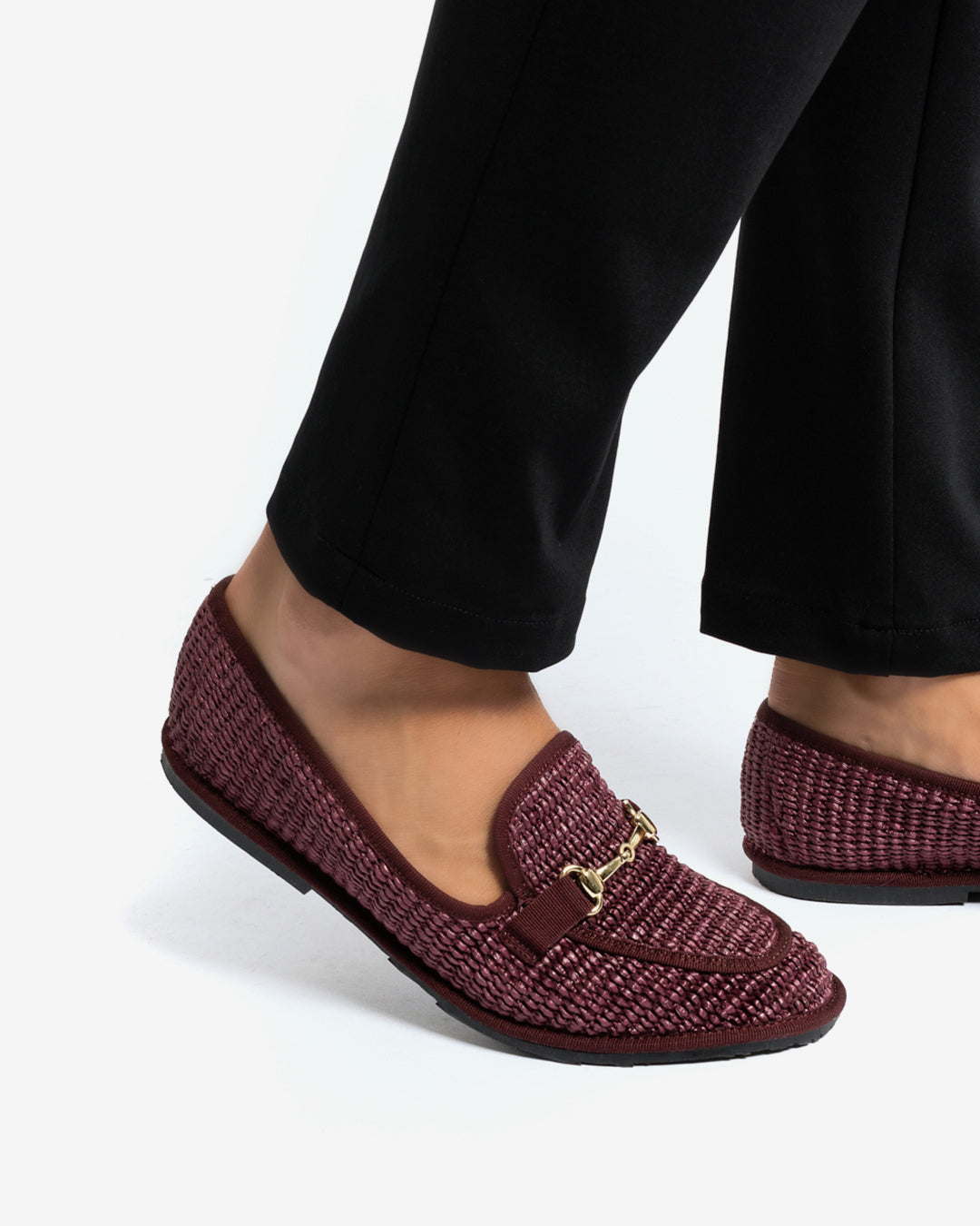 Friulane Uomo Mocassino Bordeaux in Rafia