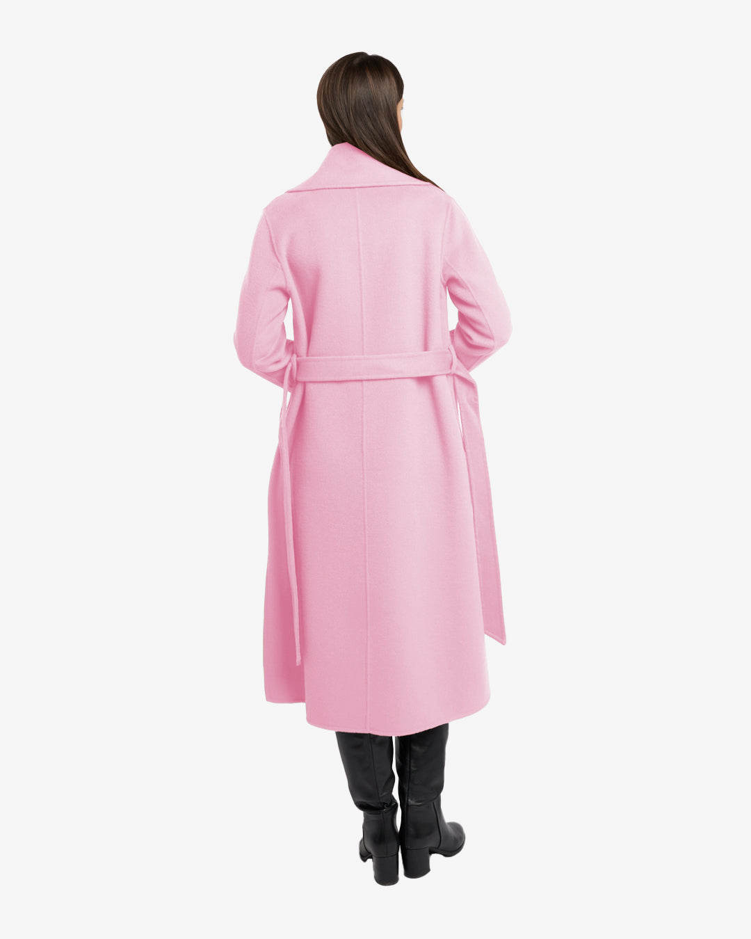 Cappotto lungo tasche a filetto in lana e cashmere rosa