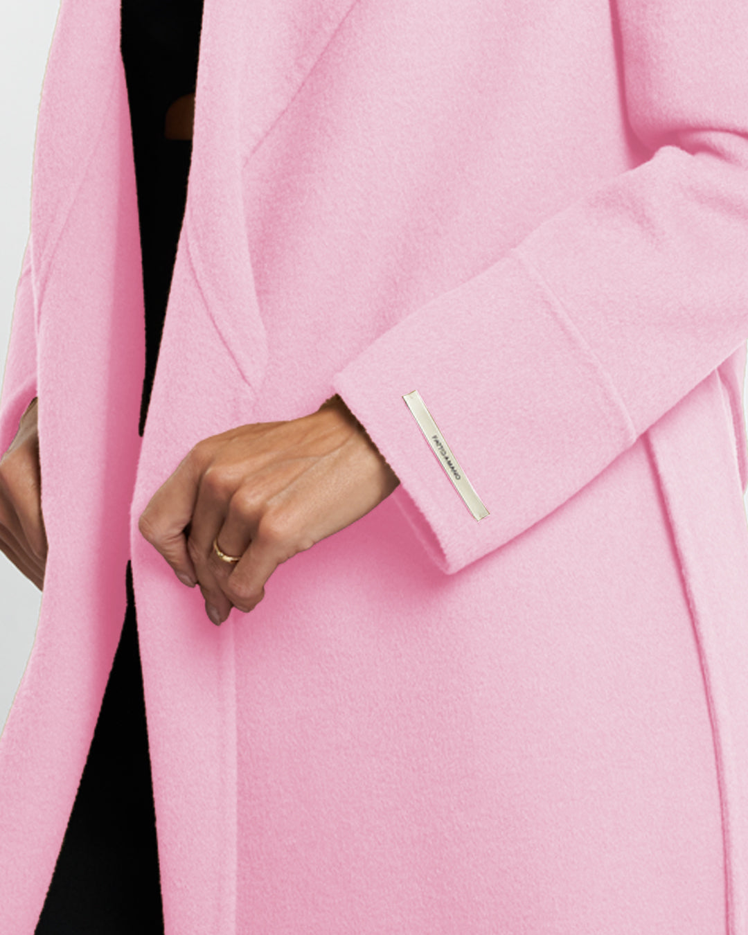 Cappotto lungo tasche a filetto in lana e cashmere rosa