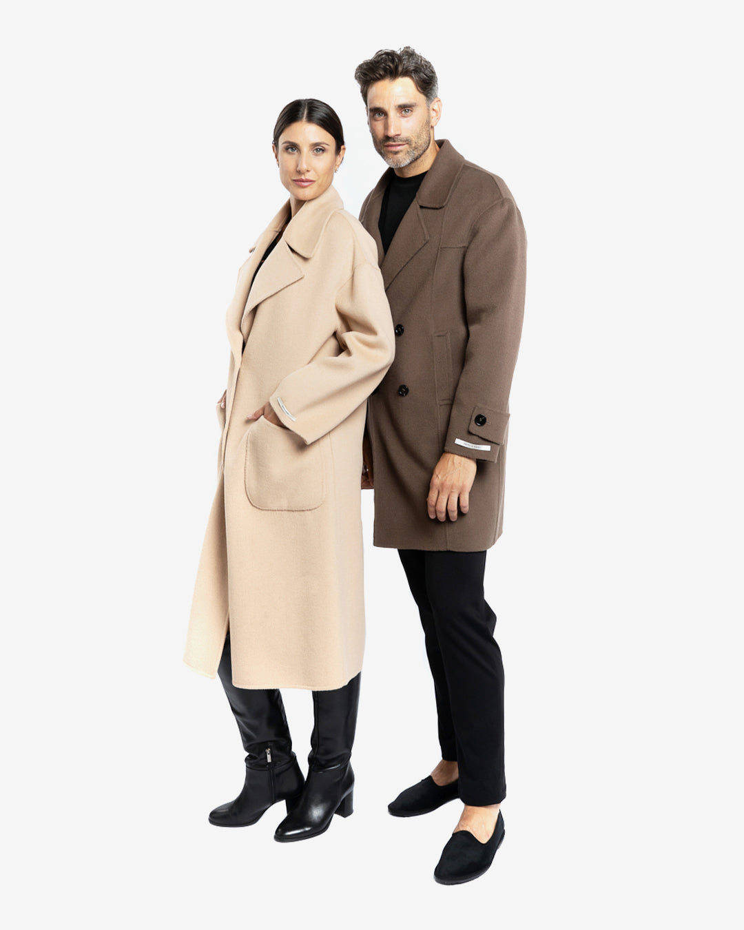 Cappotto over in lana e cashmere cammello