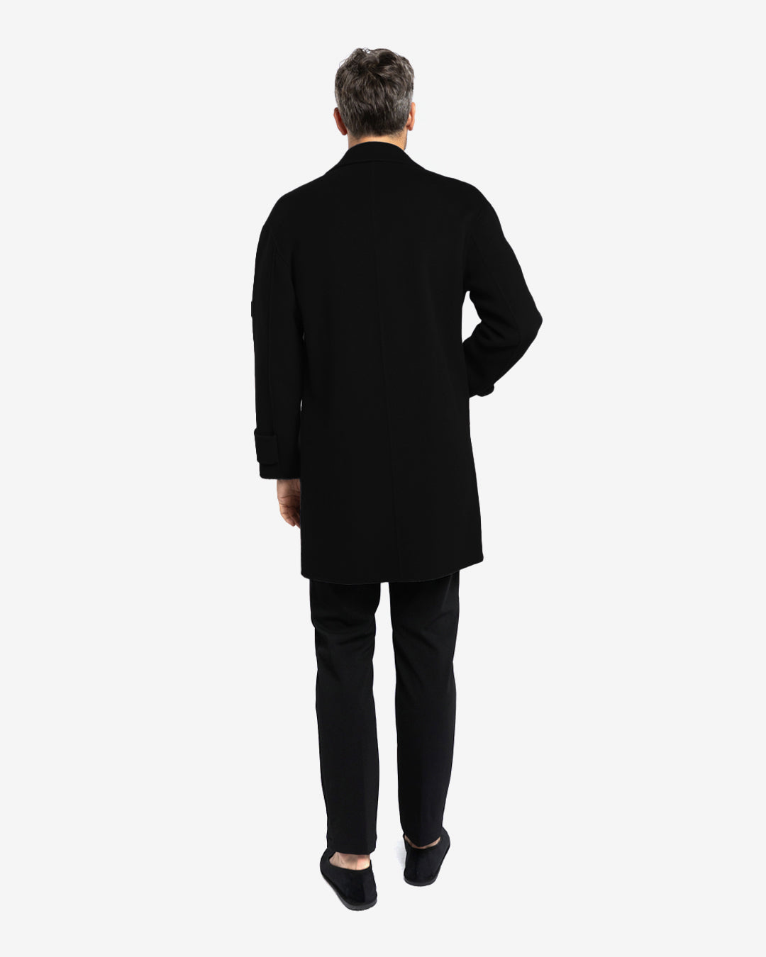 Cappotto midi slim doppiopetto in lana e cashmere blu