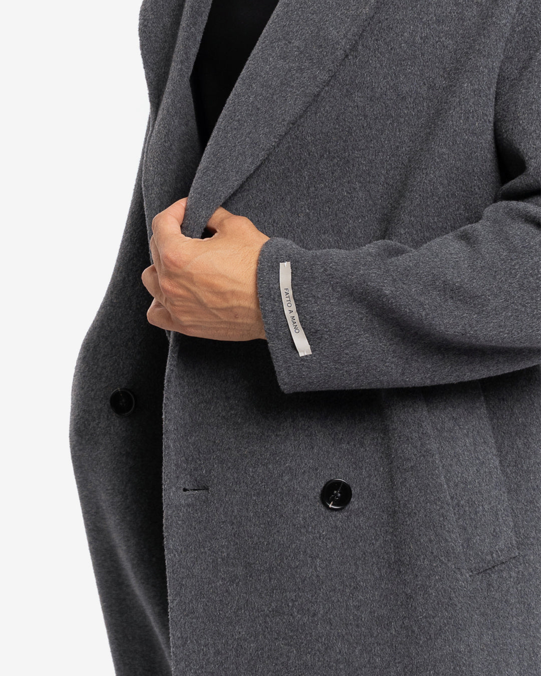 Cappotto lungo doppiopetto in lana e cashmere grigio