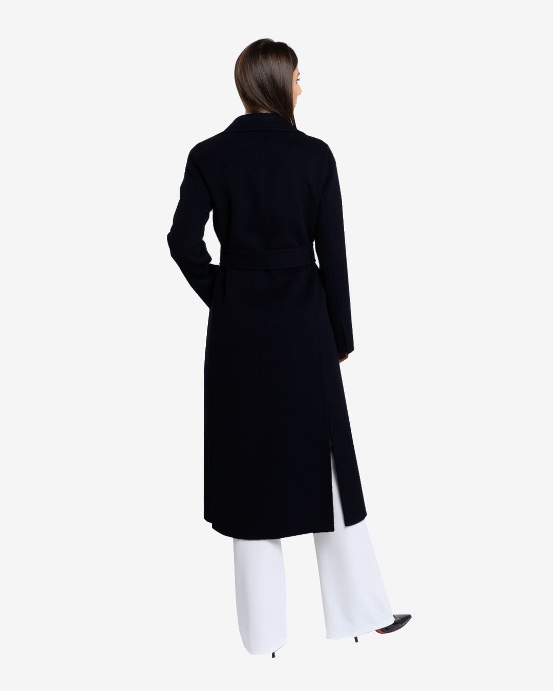 Cappotto slim lungo in lana e cashmere nero