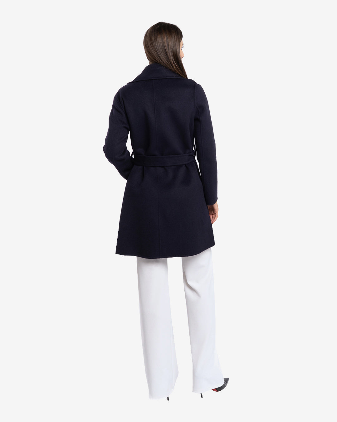Cappotto midi in lana e cashmere blu