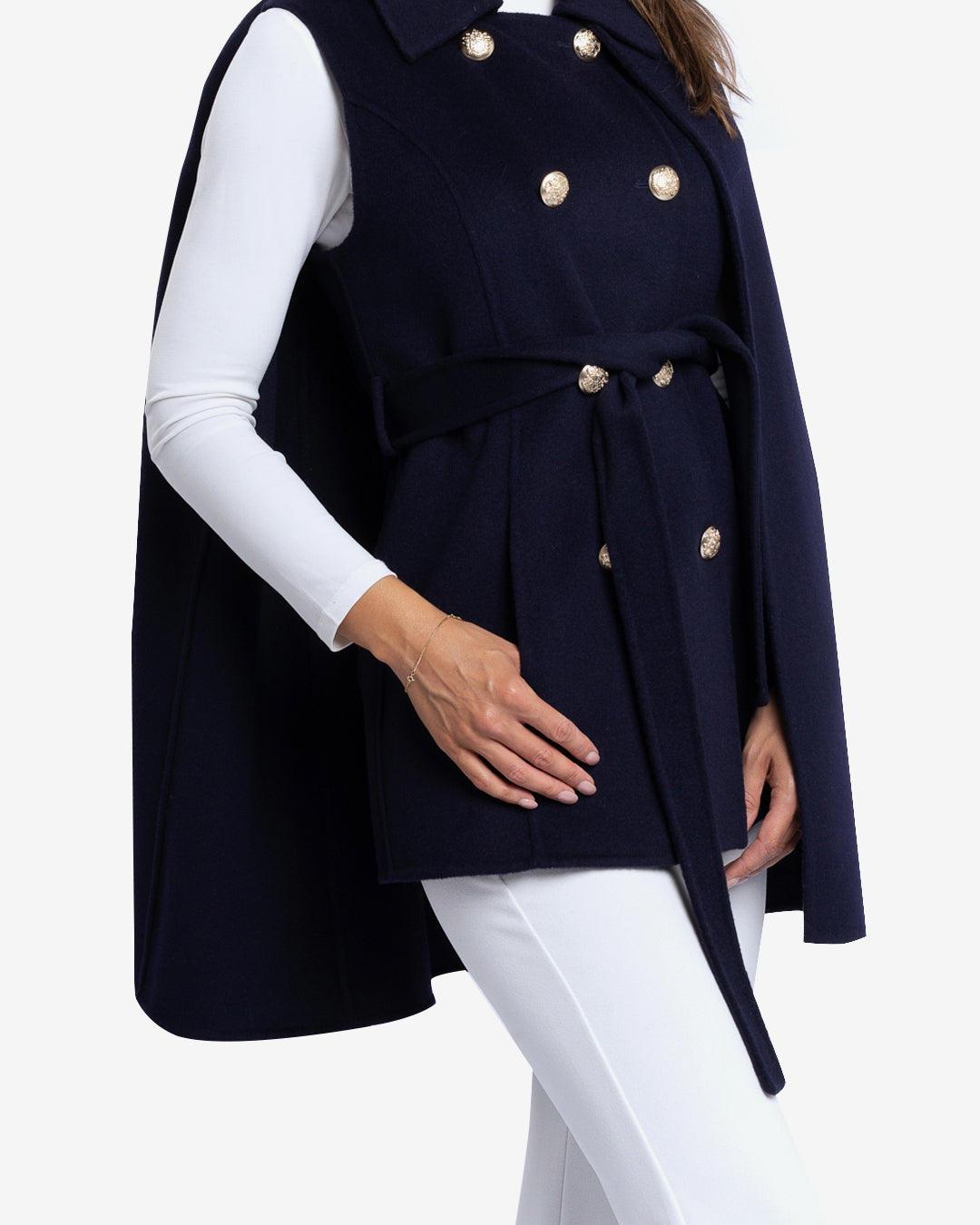 Cappa doppiopetto con gilet blu