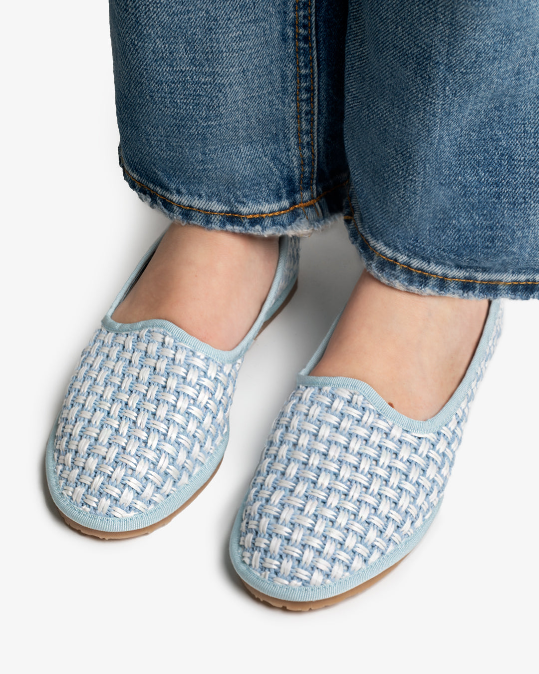 Friulane Donna Celeste in Rafia Intrecciata Bicolore