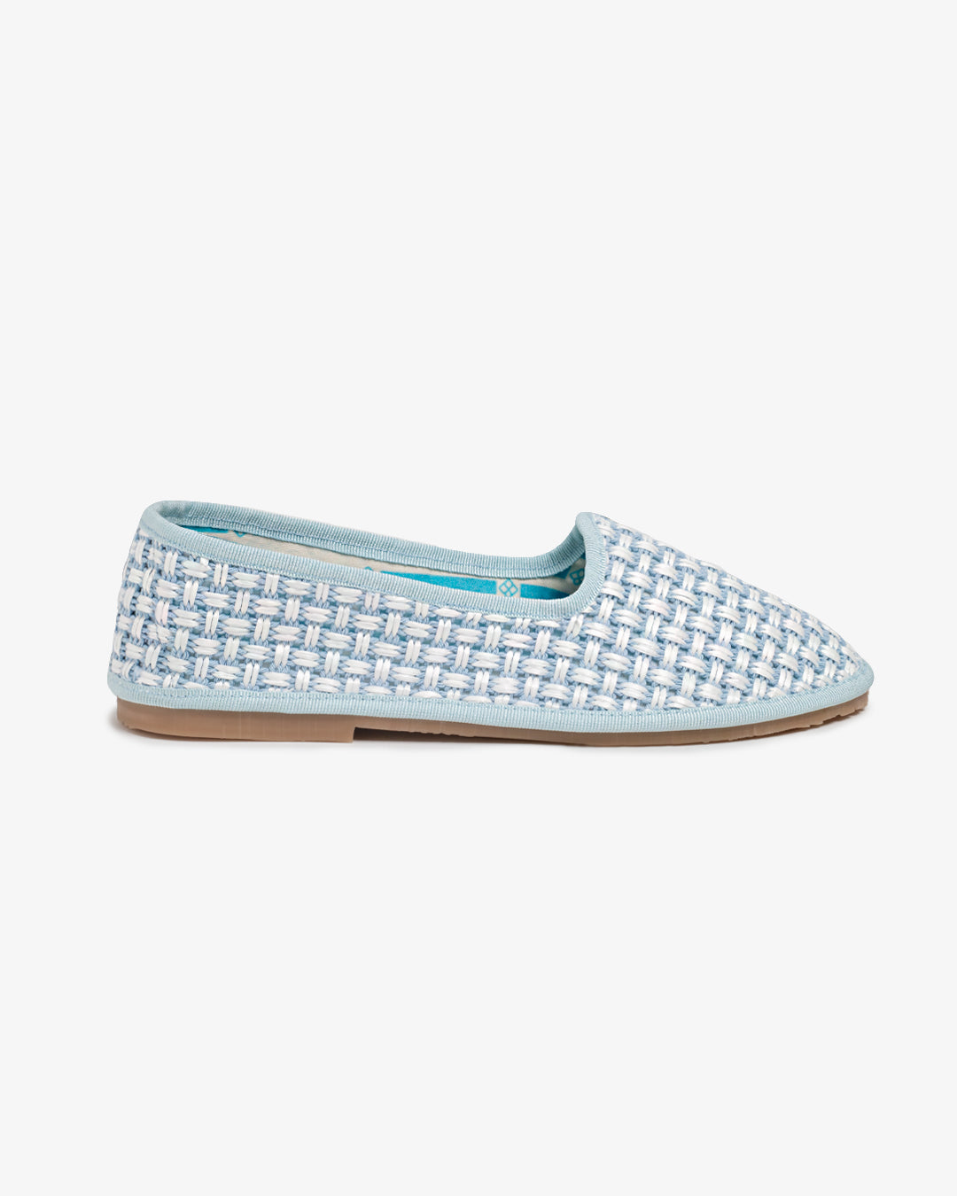 Friulane Donna Celeste in Rafia Intrecciata Bicolore