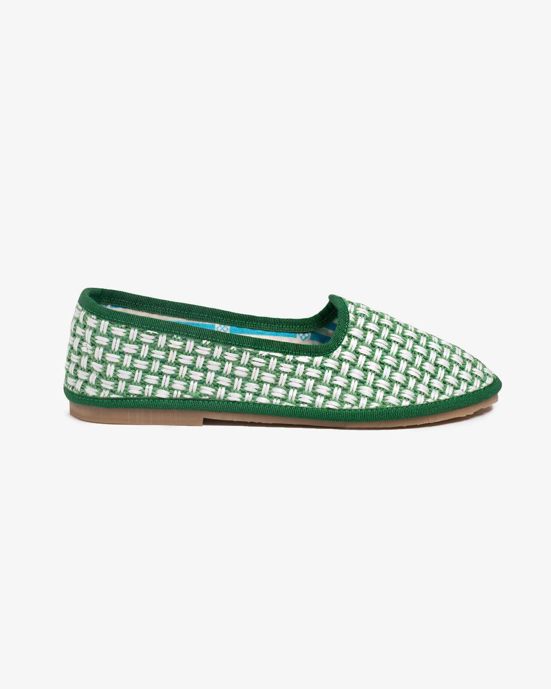 Friulane Donna Verde in Rafia Intrecciata Bicolore