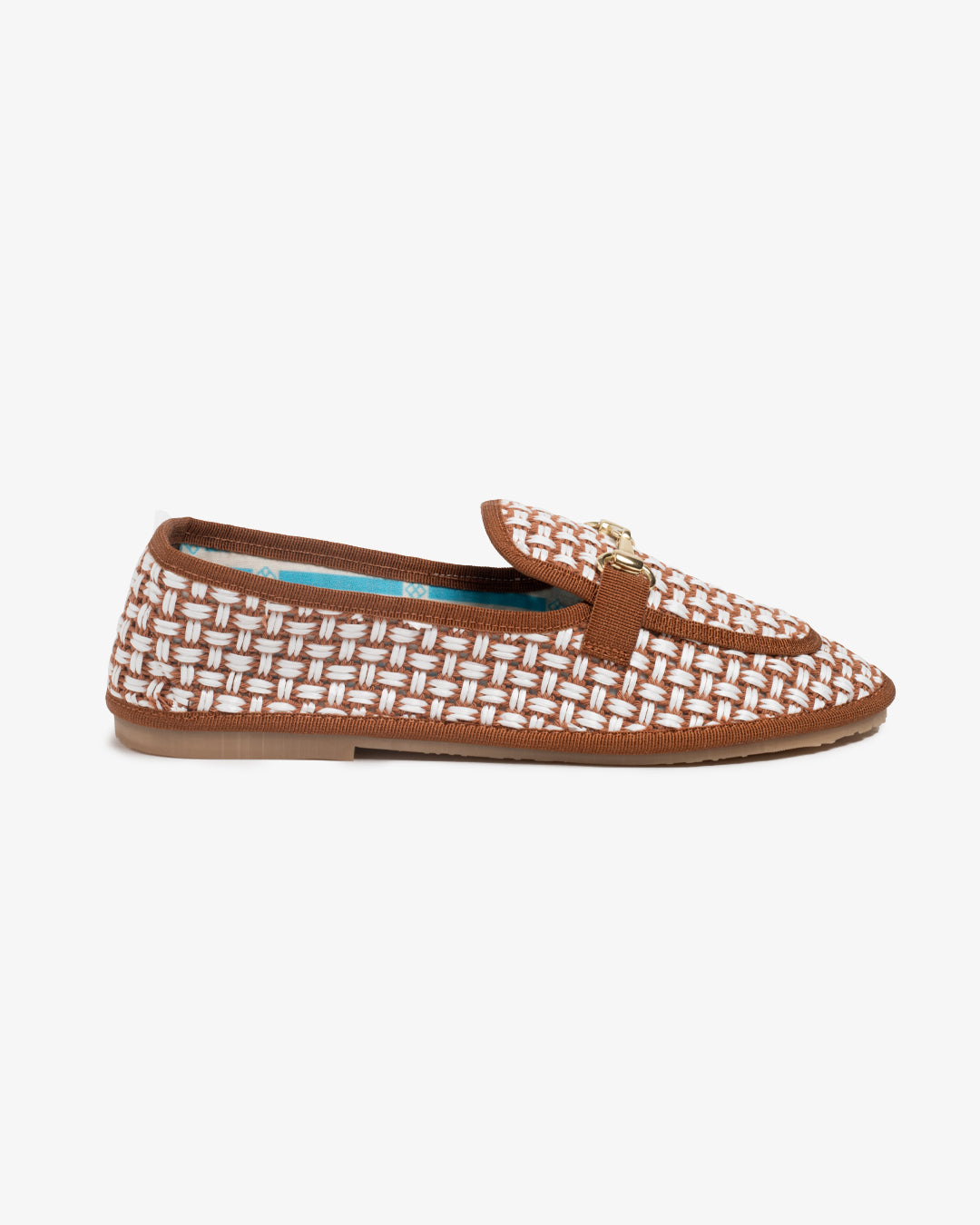 Friulane Donna Mocassino Cuoio in Rafia Intrecciata Bicolore