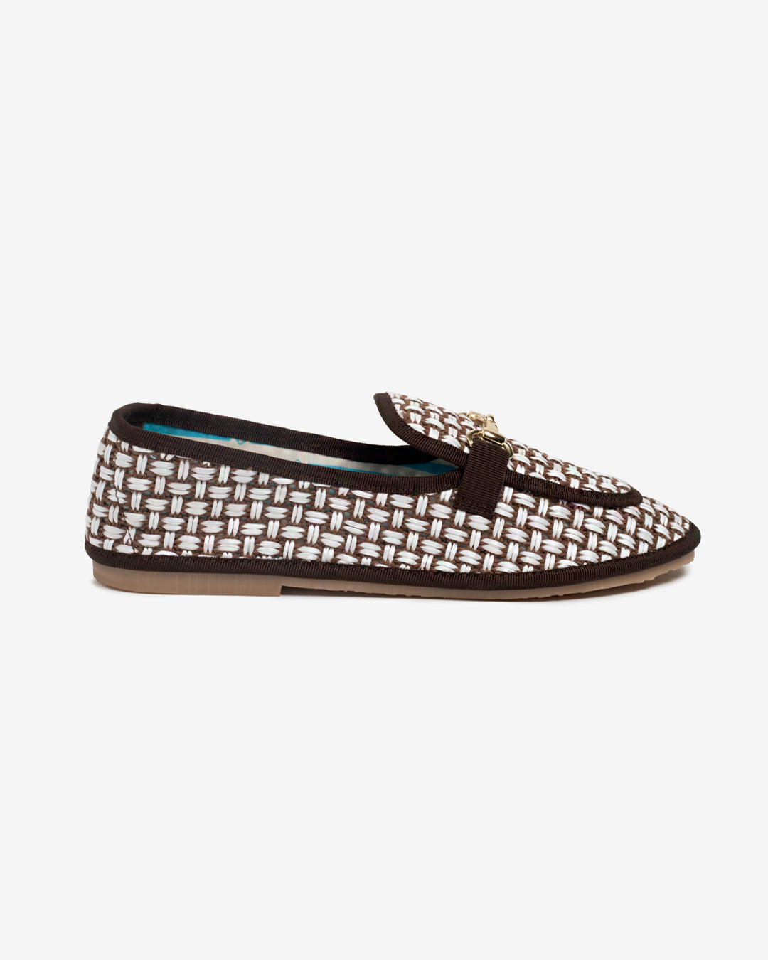 Friulane Donna Mocassino Marrone in Rafia Intrecciata Bicolore