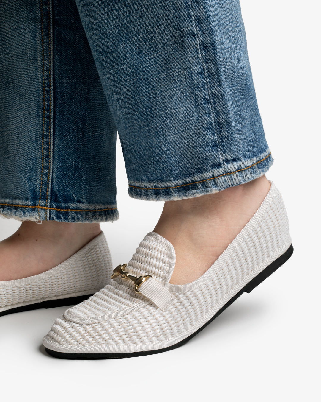 Friulane Donna Mocassino Bianco in Rafia