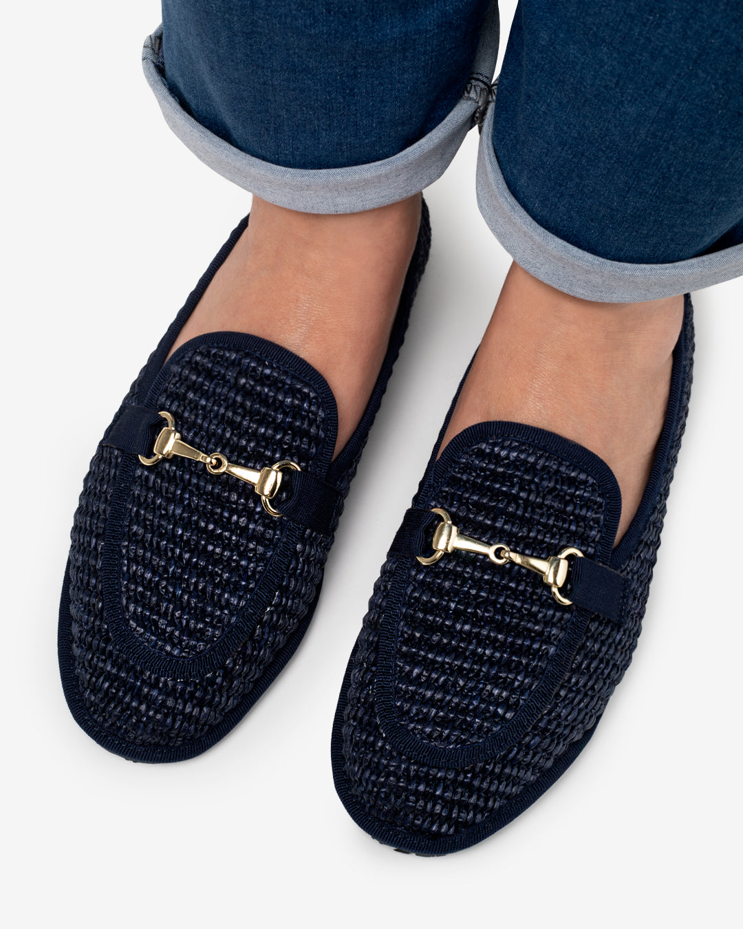 Friulane Donna Mocassino Blu Notte in Rafia
