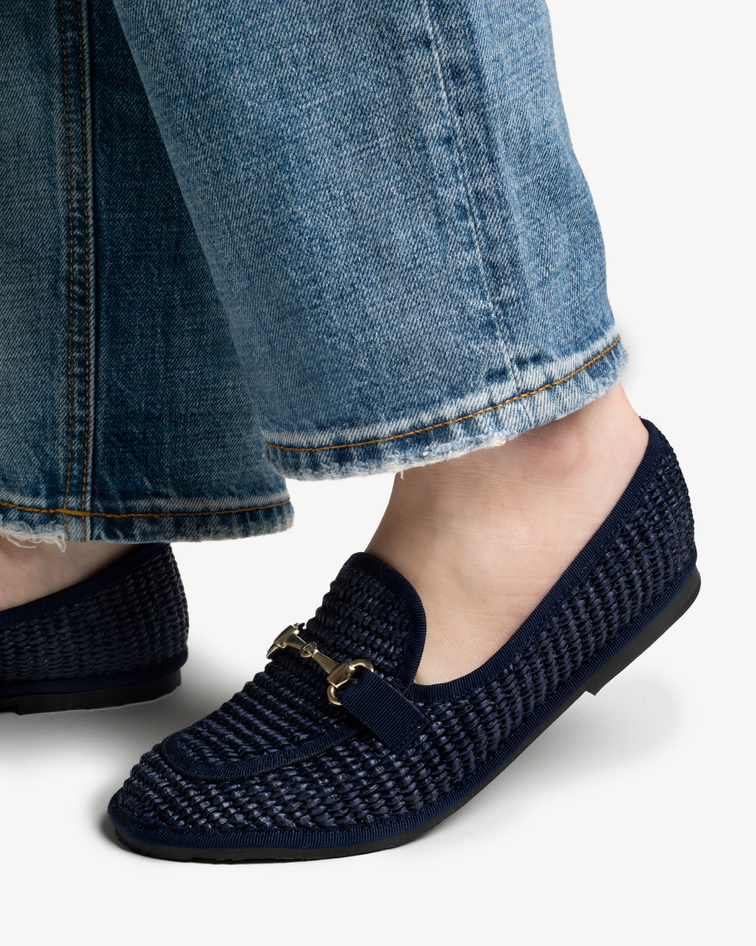 Friulane Donna Mocassino Blu Notte in Rafia