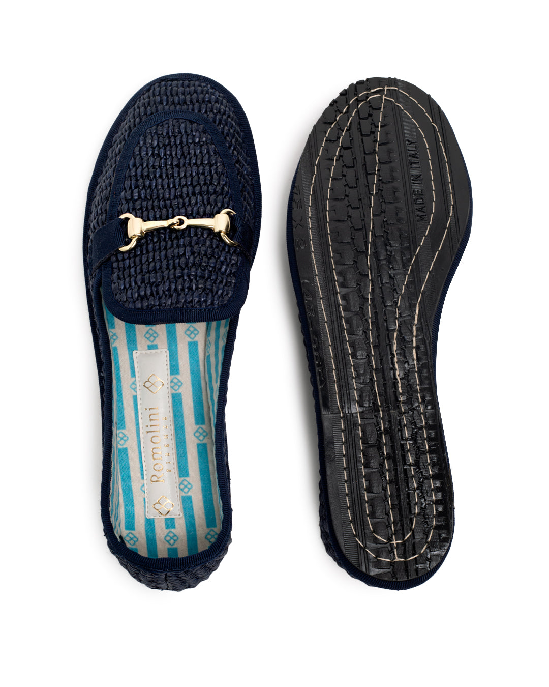 Friulane Donna Mocassino Blu Notte in Rafia