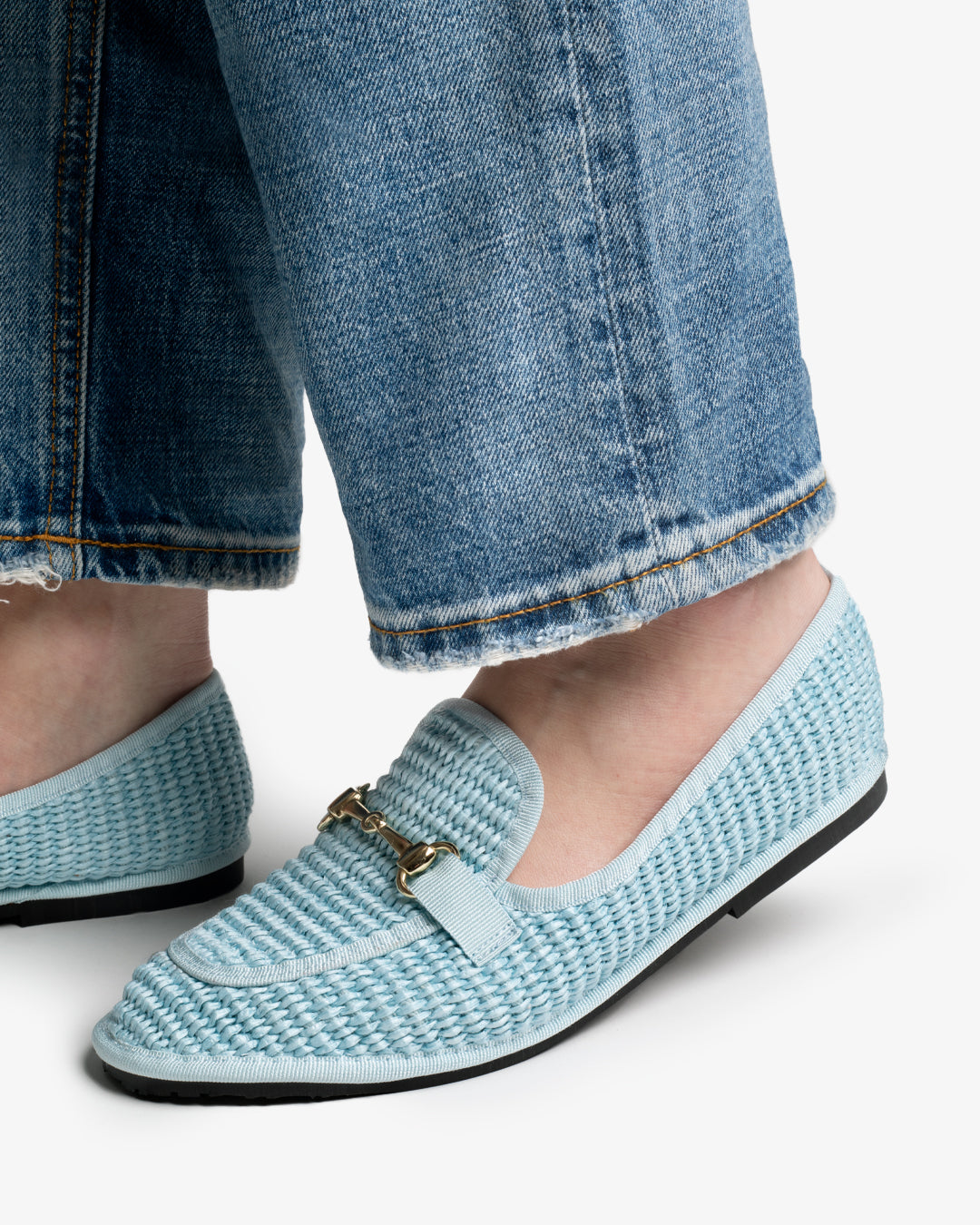 Friulane Donna Mocassino Celeste in Rafia