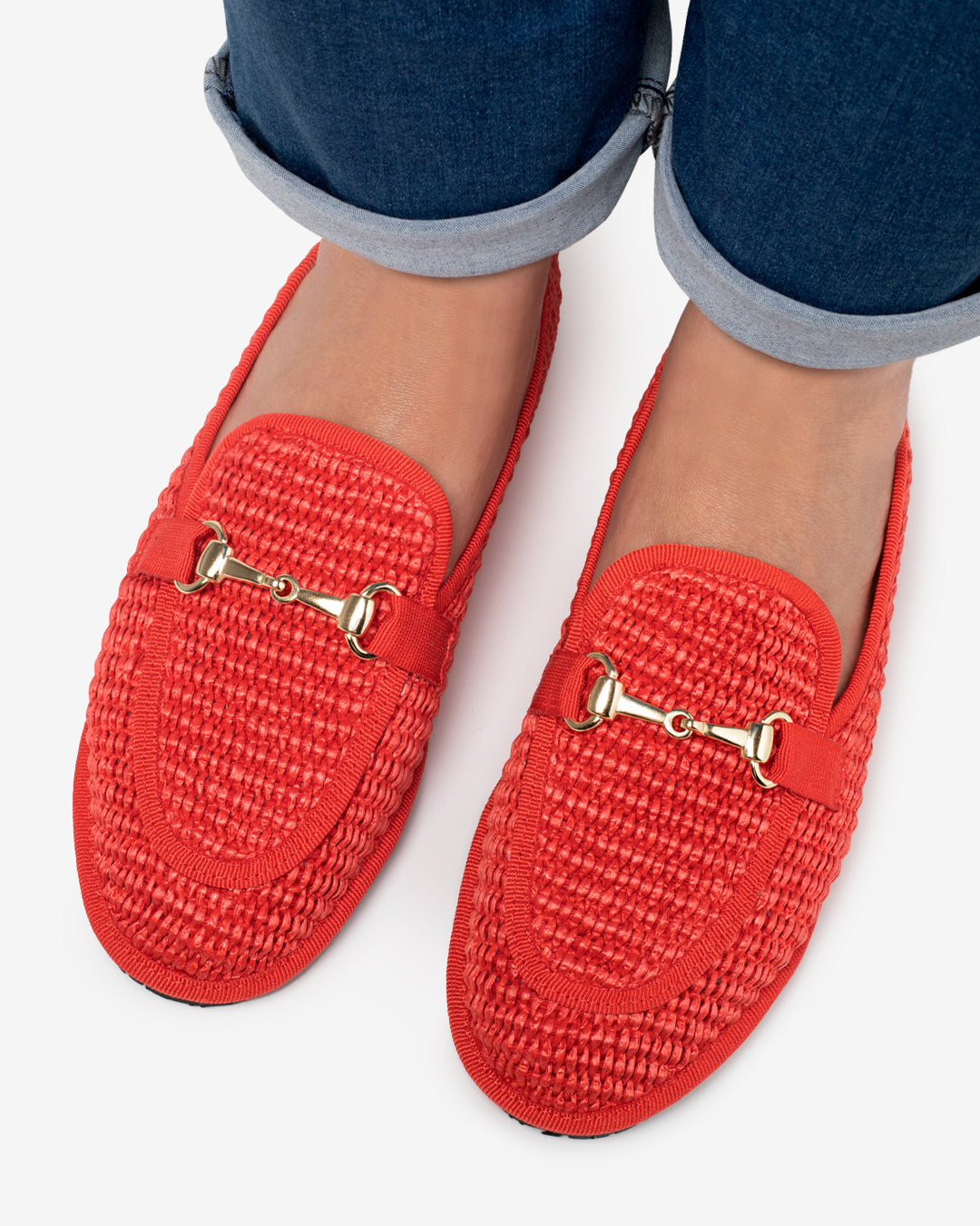 Friulane Donna Mocassino Corallo in Rafia