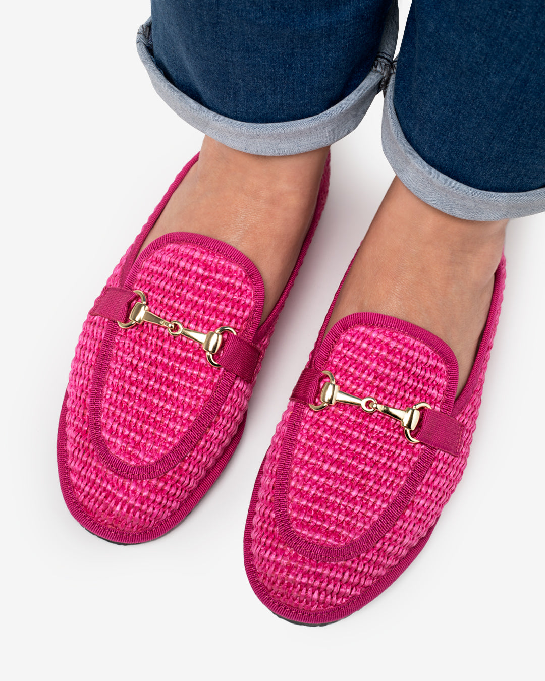 Friulane Donna Mocassino Fucsia in Rafia