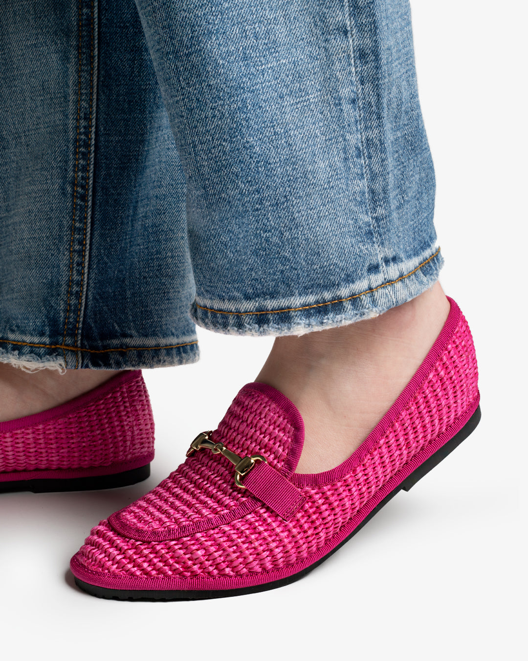 Friulane Donna Mocassino Fucsia in Rafia
