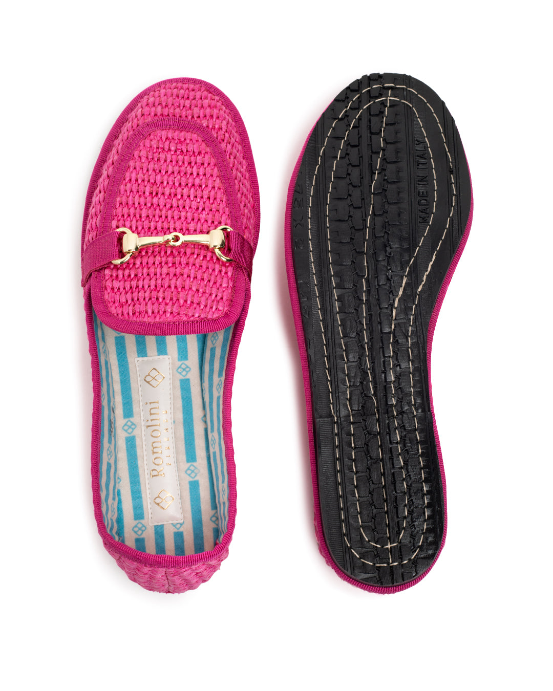 Friulane Donna Mocassino Fucsia in Rafia