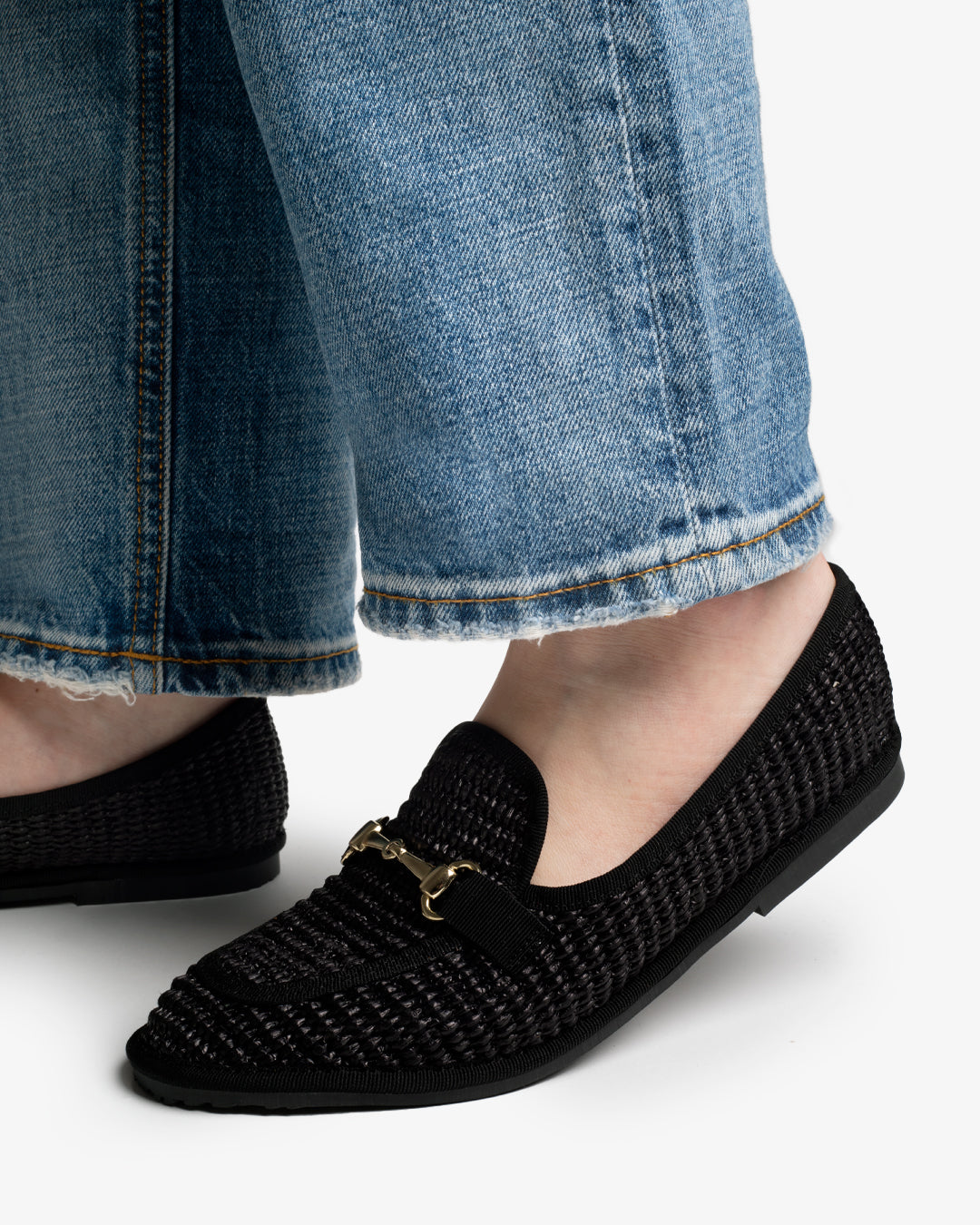 Friulane Donna Mocassino Nero in Rafia