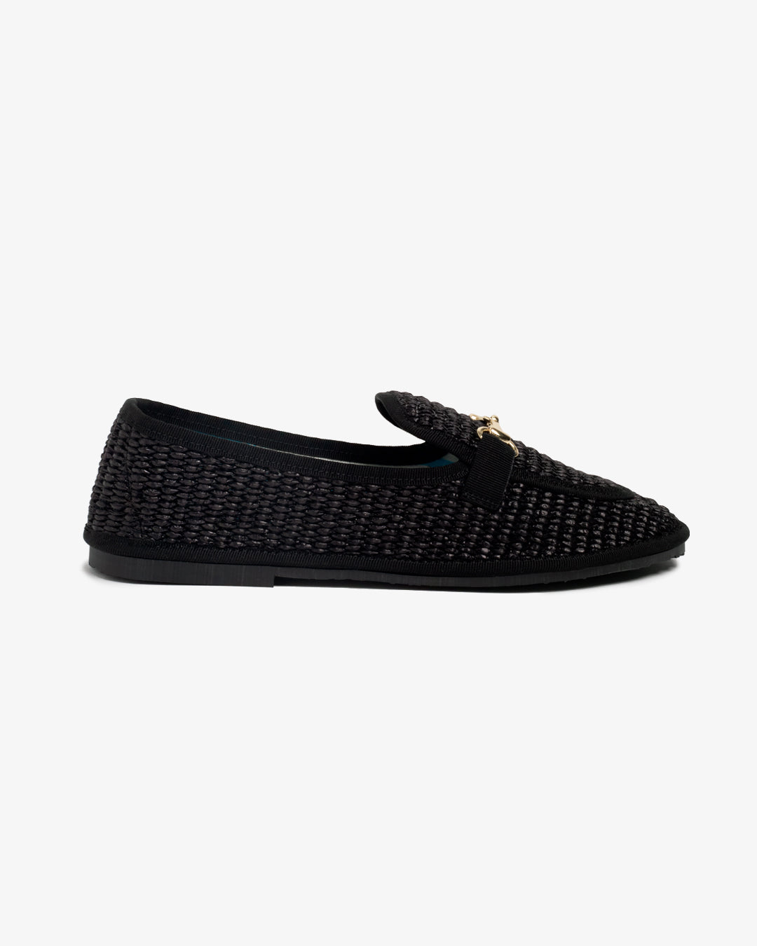 Friulane Donna Mocassino Nero in Rafia