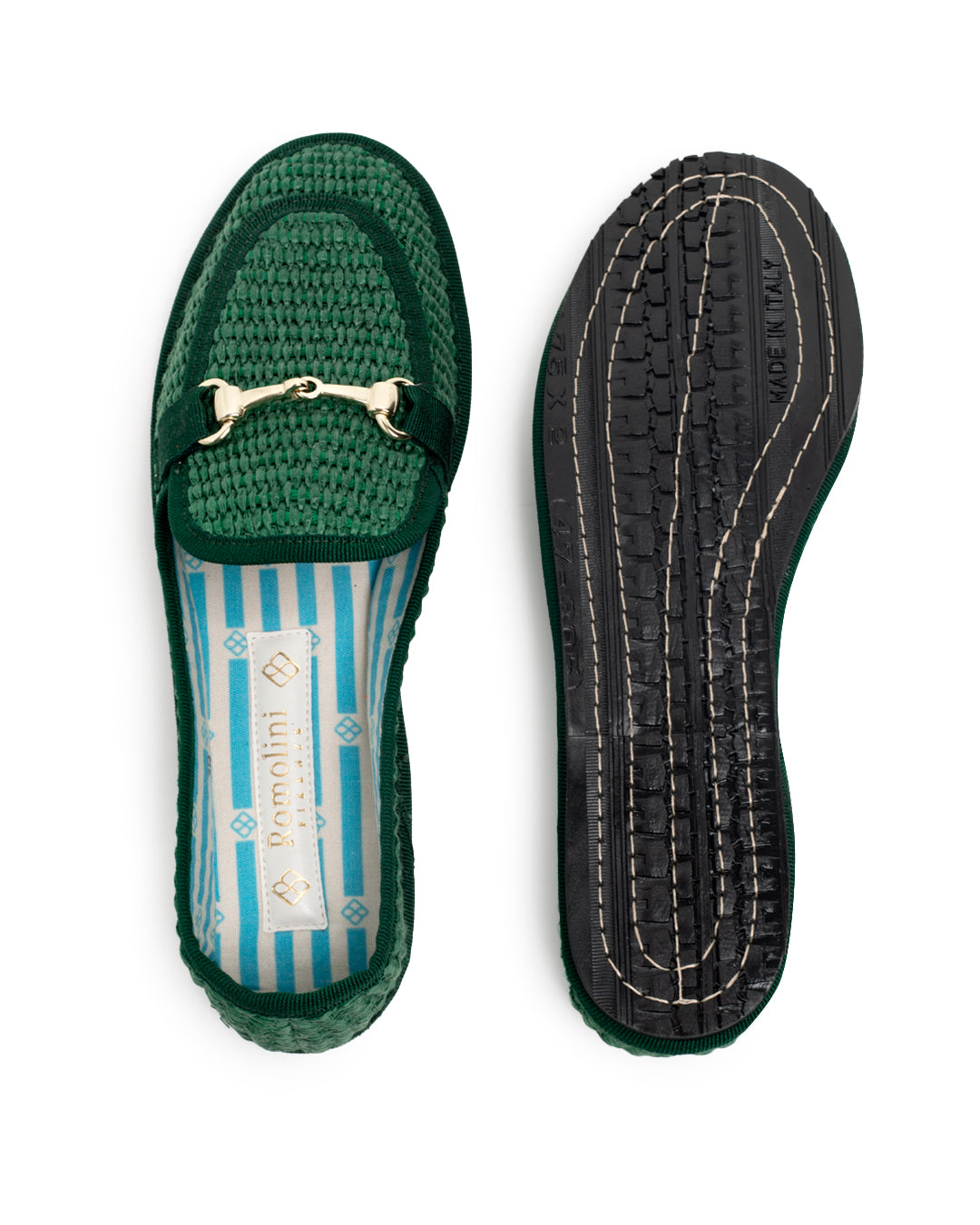 Friulane Donna Mocassino Verde Scuro in Rafia