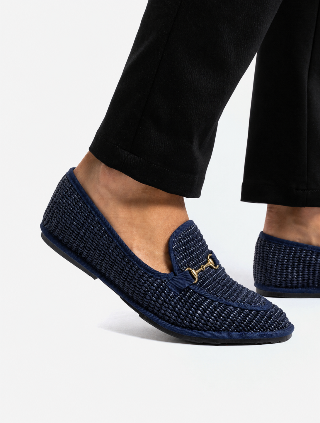 Friulane Uomo Mocassino Blu in Rafia