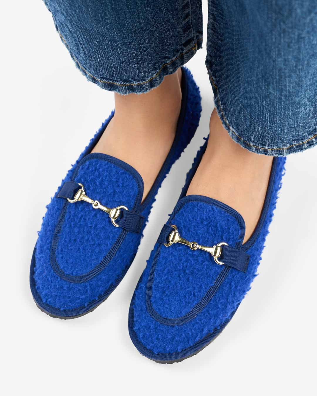 FRIULANE DONNA MODELLO MOCASSINO IN PANNO CASENTINO BLU ROYAL